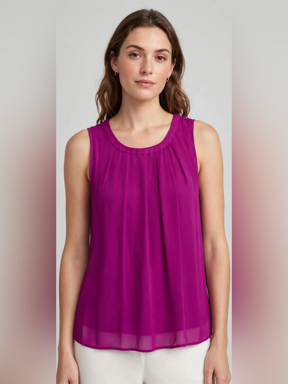 Joie Fuchsia Pleated Sleeveless Tie-Back Camisole